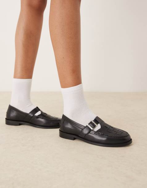 Walk London Rhea weave loafer in black - view 1