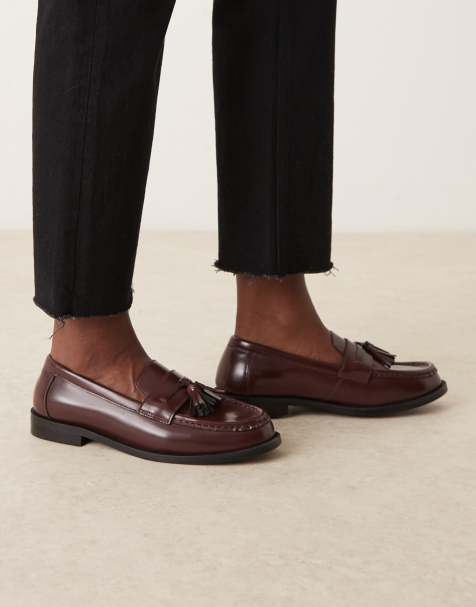 Walk London Rhea woven loafers in cherry liqueur - view 1