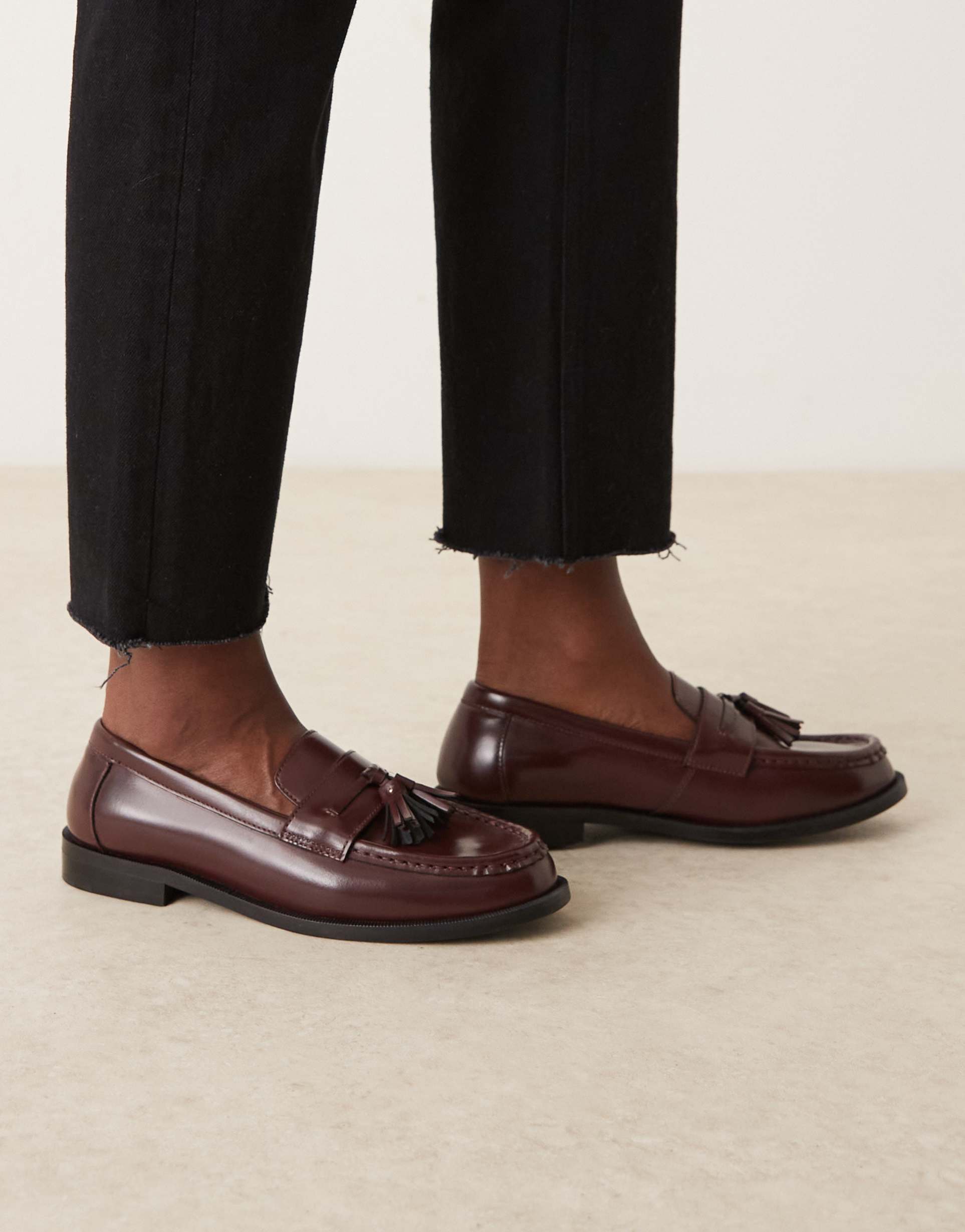 walk london rhea woven loafers in cherry liqueur