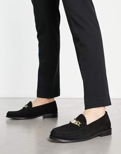 Asos black cheap suede loafers