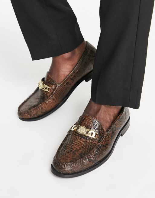 Snake sales leather loafers