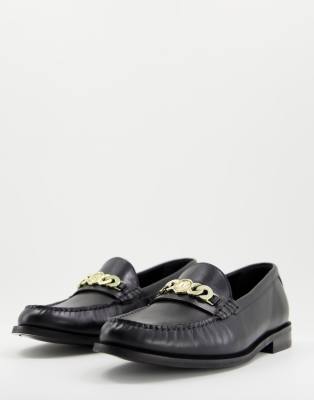 Walk London Riva chain loafers in black leather  - ASOS Price Checker