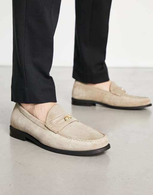 Walk London Riva Penny Loafer aus Wildleder in Beige