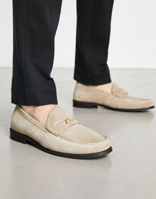 Walk London Riva penny loafers in beige suede  - ASOS Price Checker