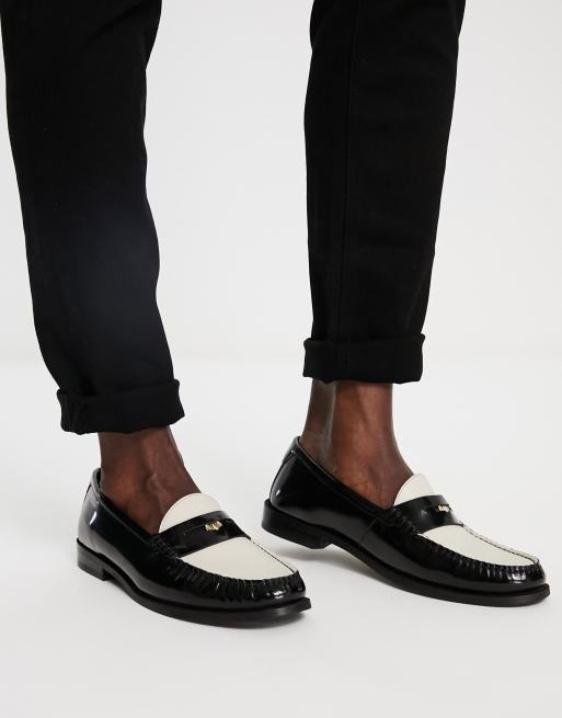 sav elektrode smerte Walk London riva penny loafers in black white leather | ASOS