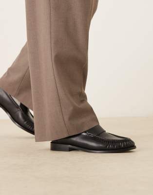 Walk London Riva Rouched Loafers In Black
