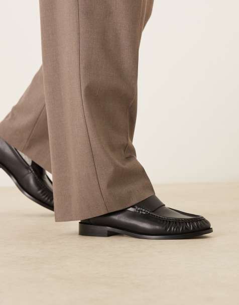 Walk London Riva rouched loafers in black leather - view 1