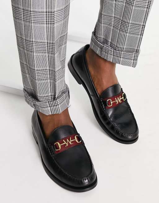 Walk London riva trim loafers in black 
