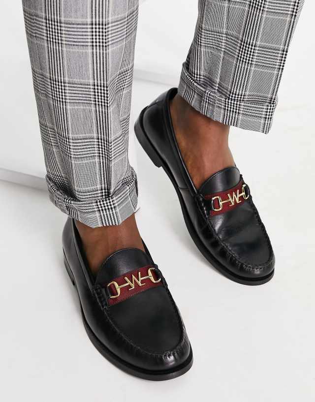 Walk London riva trim loafers in black