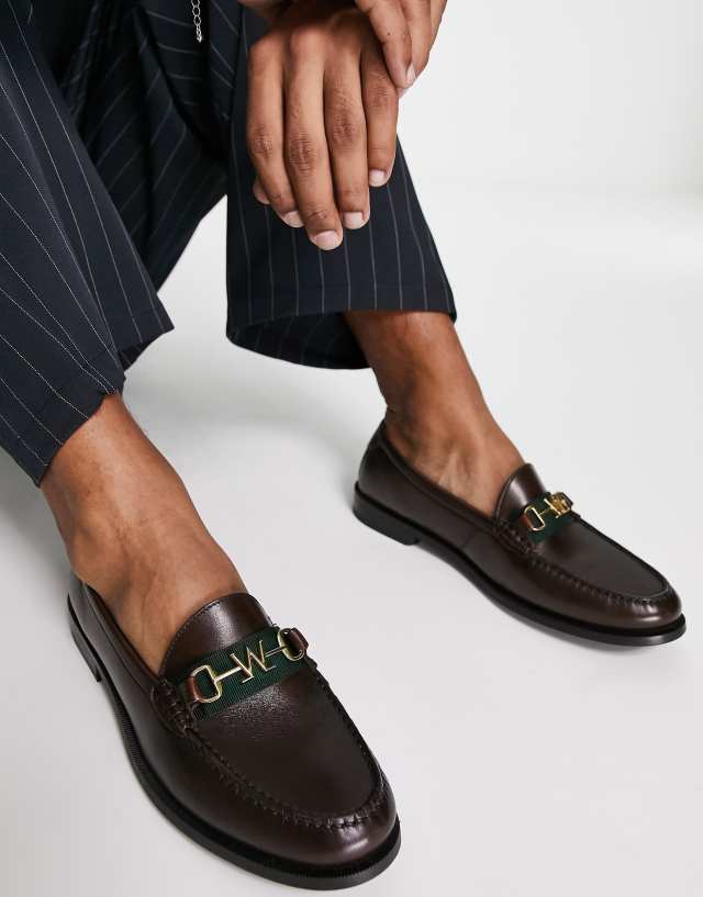 Walk London riva trim loafers in brown