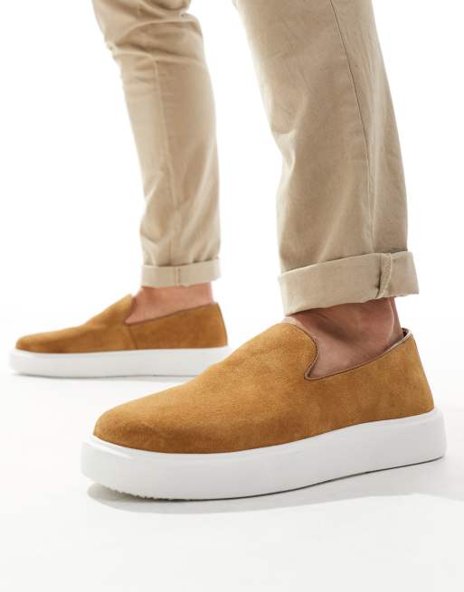  Walk London – Robbie – Sneaker zum Reinschlüpfen in Weboptik aus hellbraunem Wildleder