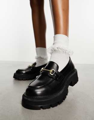 Walk London Roxy Snaffle Loafers In Black Leather