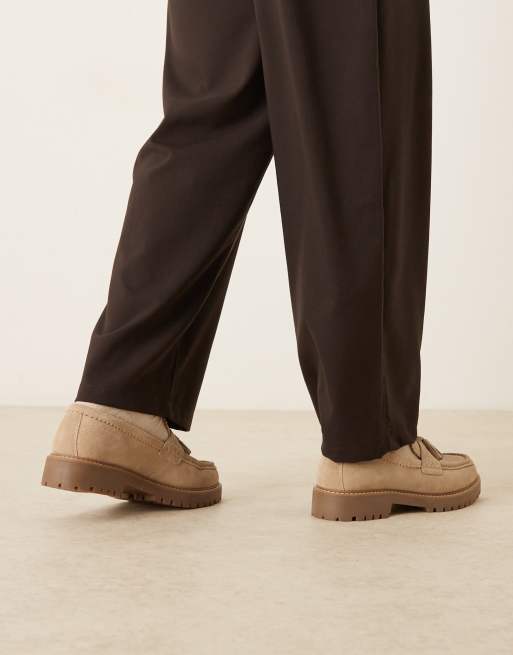 Walk London – Sean – Beiga loafers i mocka med tofsar, 4 av 4