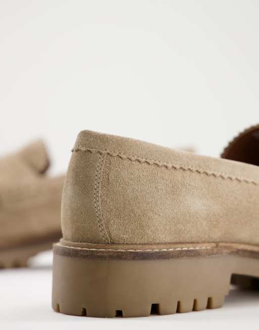 Walk London – Sean – Beige, grova loafers med tofsar av mocka, 4 av 4