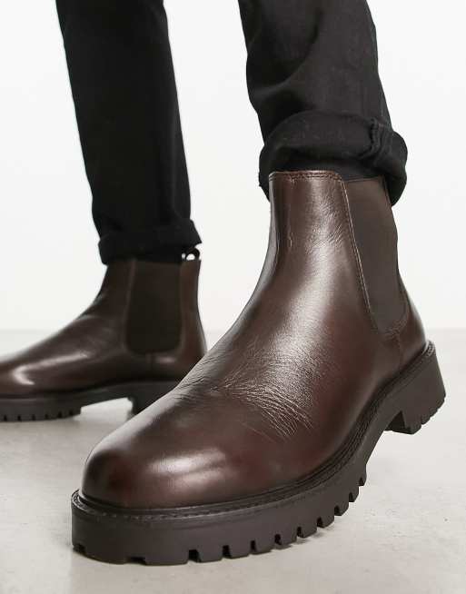 Walk London - Sean - Bottines Chelsea épaisses en cuir - Marron , 2 de 4
