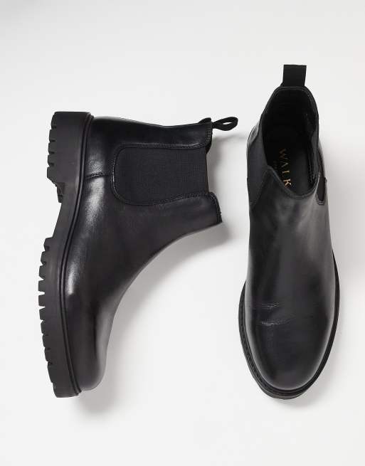 Walk London - Sean - Bottines Chelsea épaisses en cuir - Noir, 2 de 5