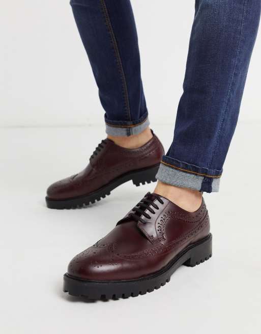 Burgundy brogues hot sale