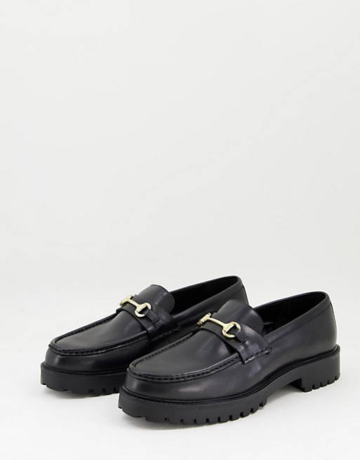 Walk London - Sean - Chunky loafers med spænder i sort læder