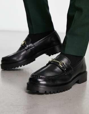 Walk London sean chunky snaffle loafers in black leather
