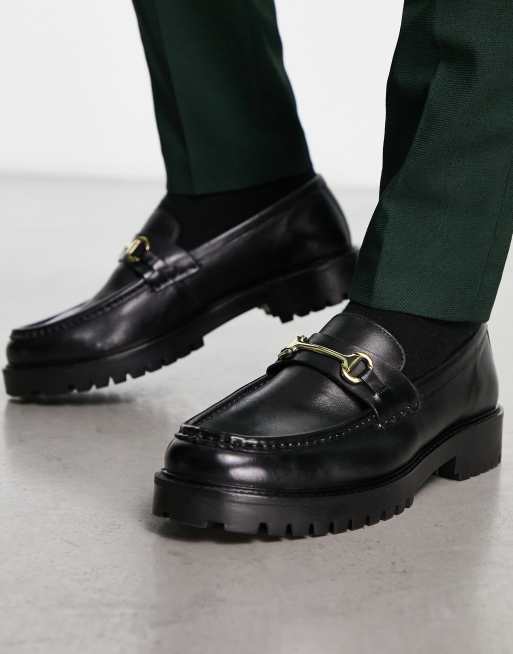 Walk London sean chunky snaffle loafers in black leather