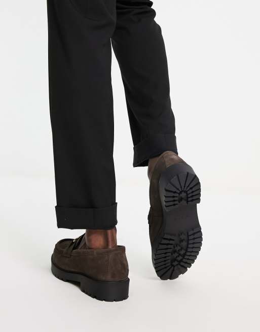 Walk London Sean chunky snaffle loafers in brown suede, 4 of 4