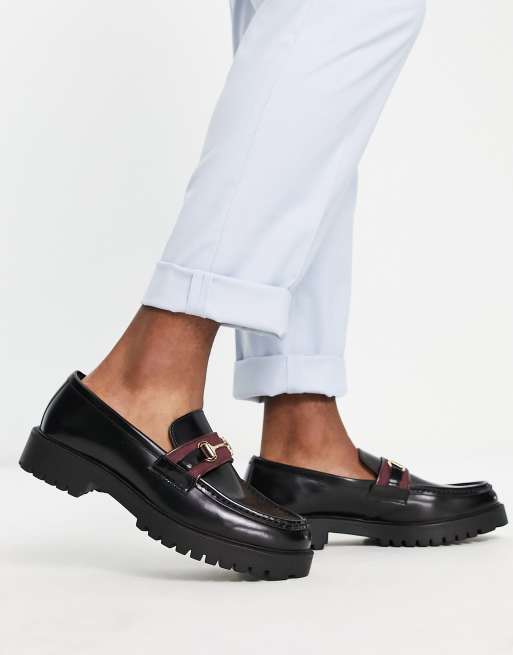 Walk London Sean Trim Chunky Loafers Black Leather Gold Snaffle Men’s US 9 Walk London Sean Trim Loafers - Black Leather - Walk London GB main image 3