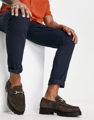 Walk London Sean chunky snaffle trim loafers in brown leather