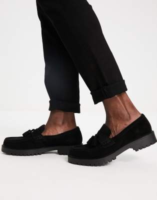 WALK LONDON Walk London Sean chunky tassel loafers in black suede