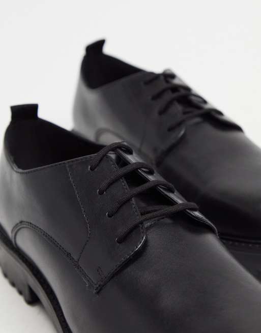 Walk London Sean derby lace up shoes in black leather, 4 of 4