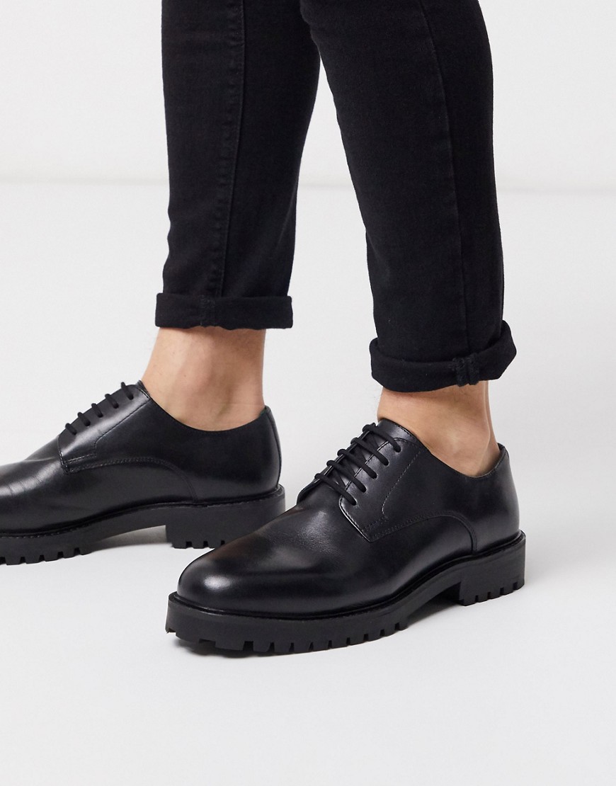 Walk London - Sean - Derby schoenen van zwart leer