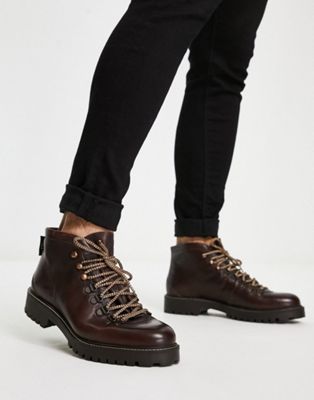 Walk London sean hiker boots in brown leather