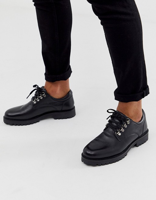 WALK London sean hiker shoes in black leather