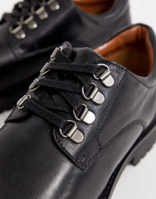 black leather walking shoes