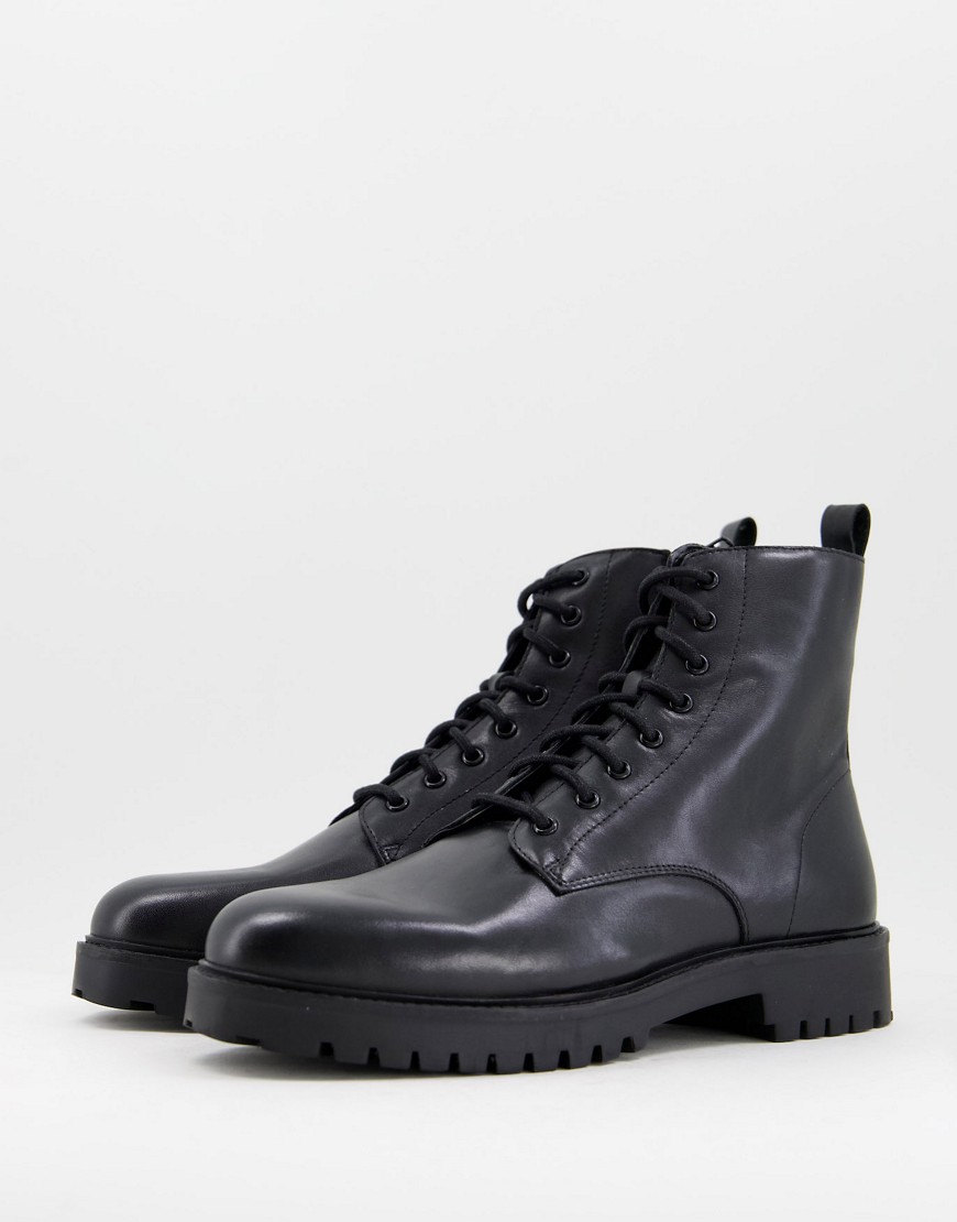 Walk London sean lace up boots 2.0 in black leather