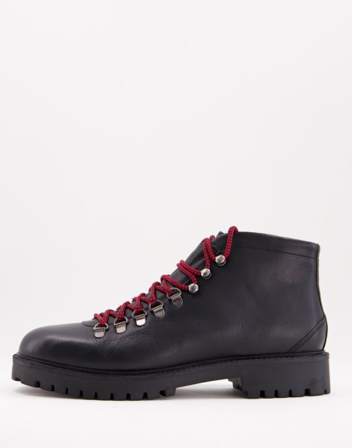 Walk London sean low hiker boots in black leather | ASOS