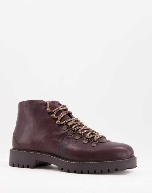 Walk London sean low hiker boots in brown leather | ASOS