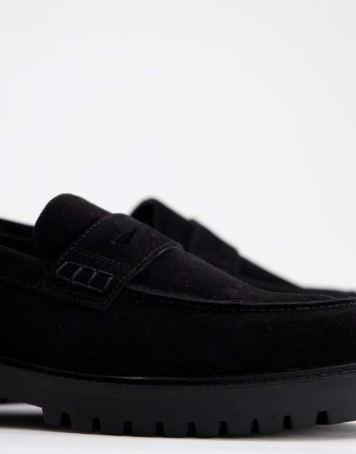 Walk London - Sean - Mocassins chunky en daim - Triple noir, 4 de 4