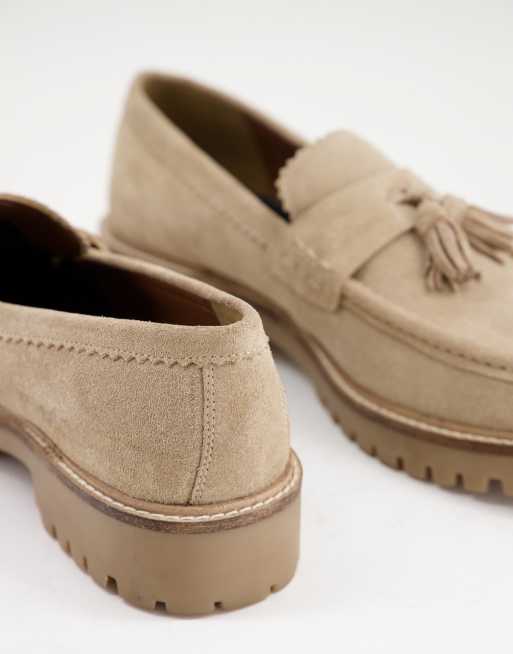 Walk London - Sean - Mocassins en daim avec pampilles - Beige, 3 de 4