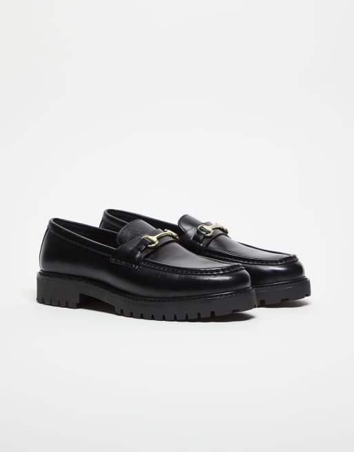Walk London – Sean – Svarta loafers i läder med kant, 4 av 5