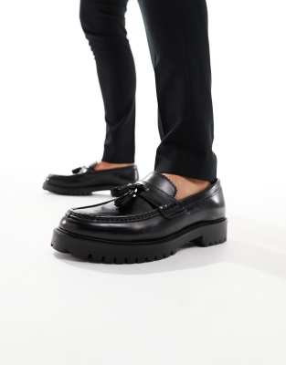 WALK LONDON Walk London Sean tassel loafers in black milled leather