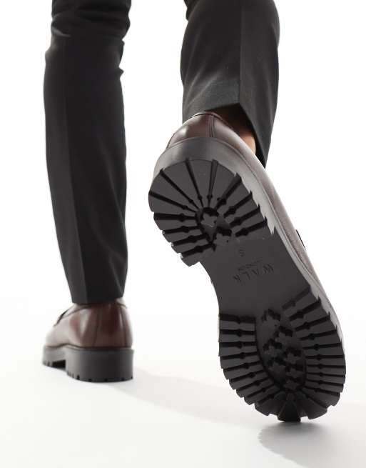 Walk London Sean tassel loafers in brown milled leather