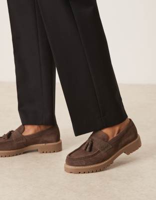 Walk London Sean Tassel Loafers In Brown