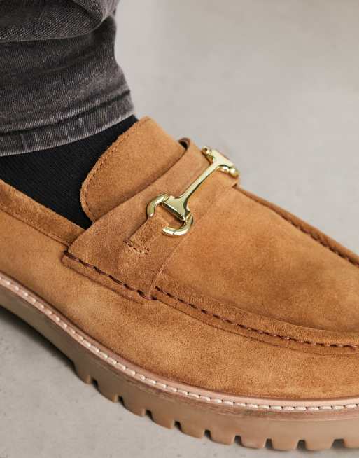 Walk London Sean trim chunky loafers in tan suede, 3 of 4