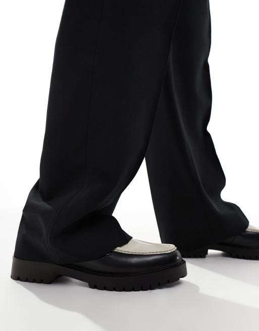 Walk London Sean trim loafer in black/off white leather, 4 of 4