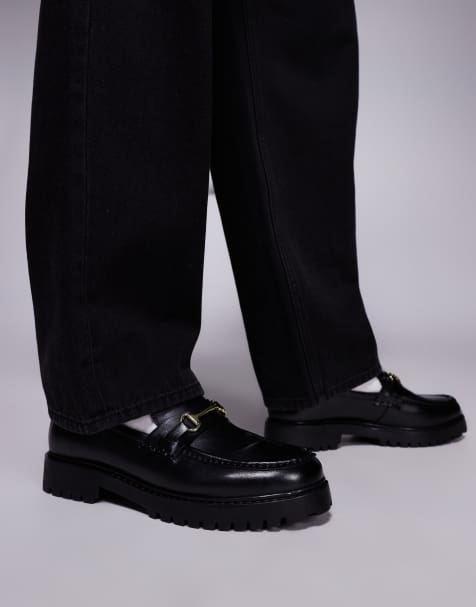 Walk London Sean trim loafers in black leather - view 1