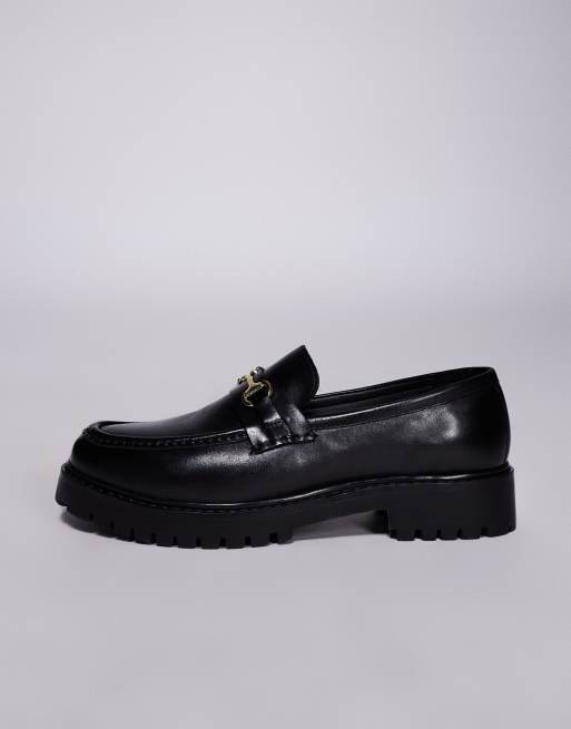 Walk London Sean trim loafers in black leather
