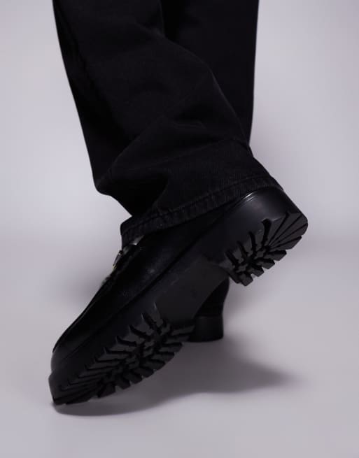 Walk London Sean trim loafers in black leather