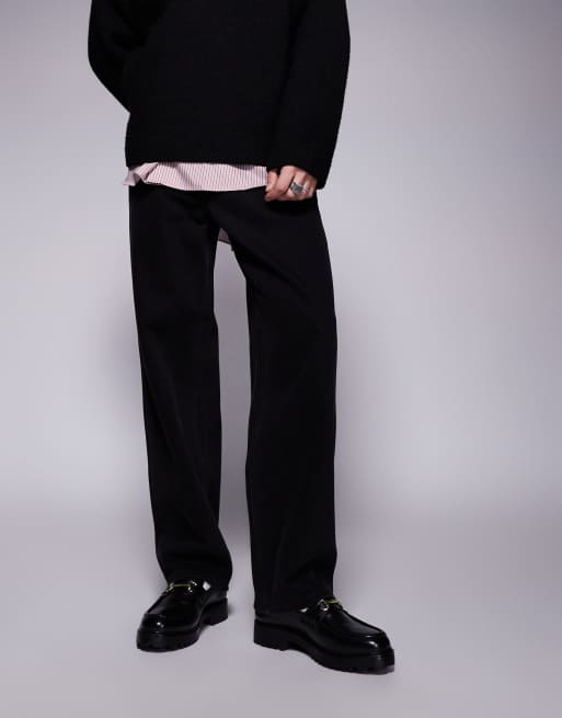 Walk London Sean trim loafers in black leather