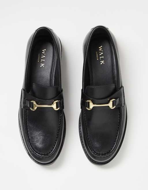 Walk London Sean trim loafers in black leather