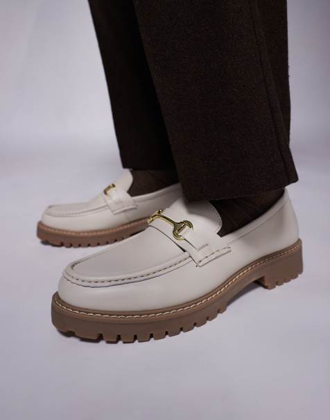 Walk London Sean trim loafers in off white leather - view 1